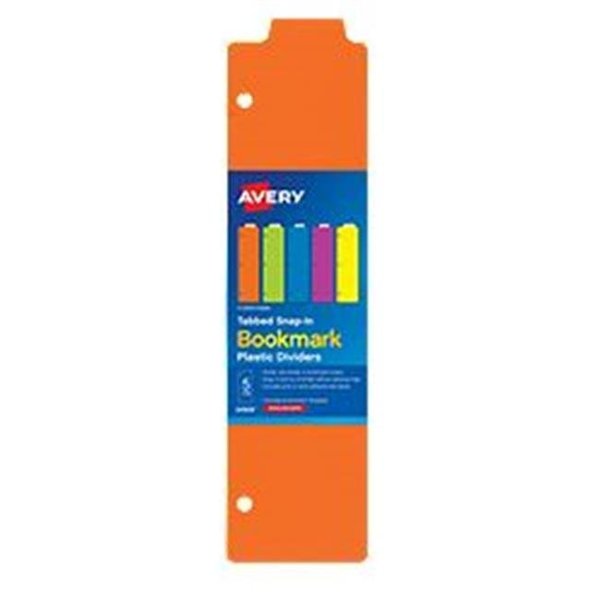 Avery Dennison Avery-Dennison 24908 5 Tabbed Snap-In Bookmark Plastic Dividers; Assorted Solid Color; 3 x 11.5 in. 24908